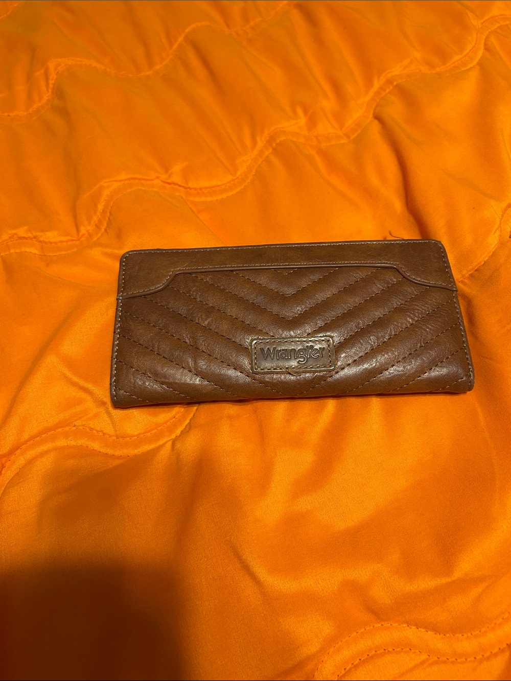 Wrangler Quilted Brown Leather Continental Wallet